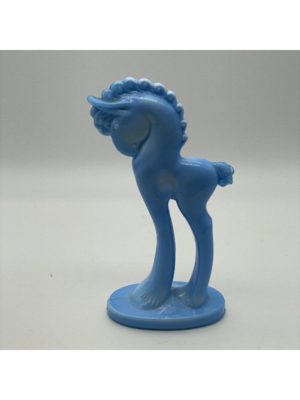 Vintage Mosser Glass Trojan Horse Pony Figurine Blue Paperweight Signed M